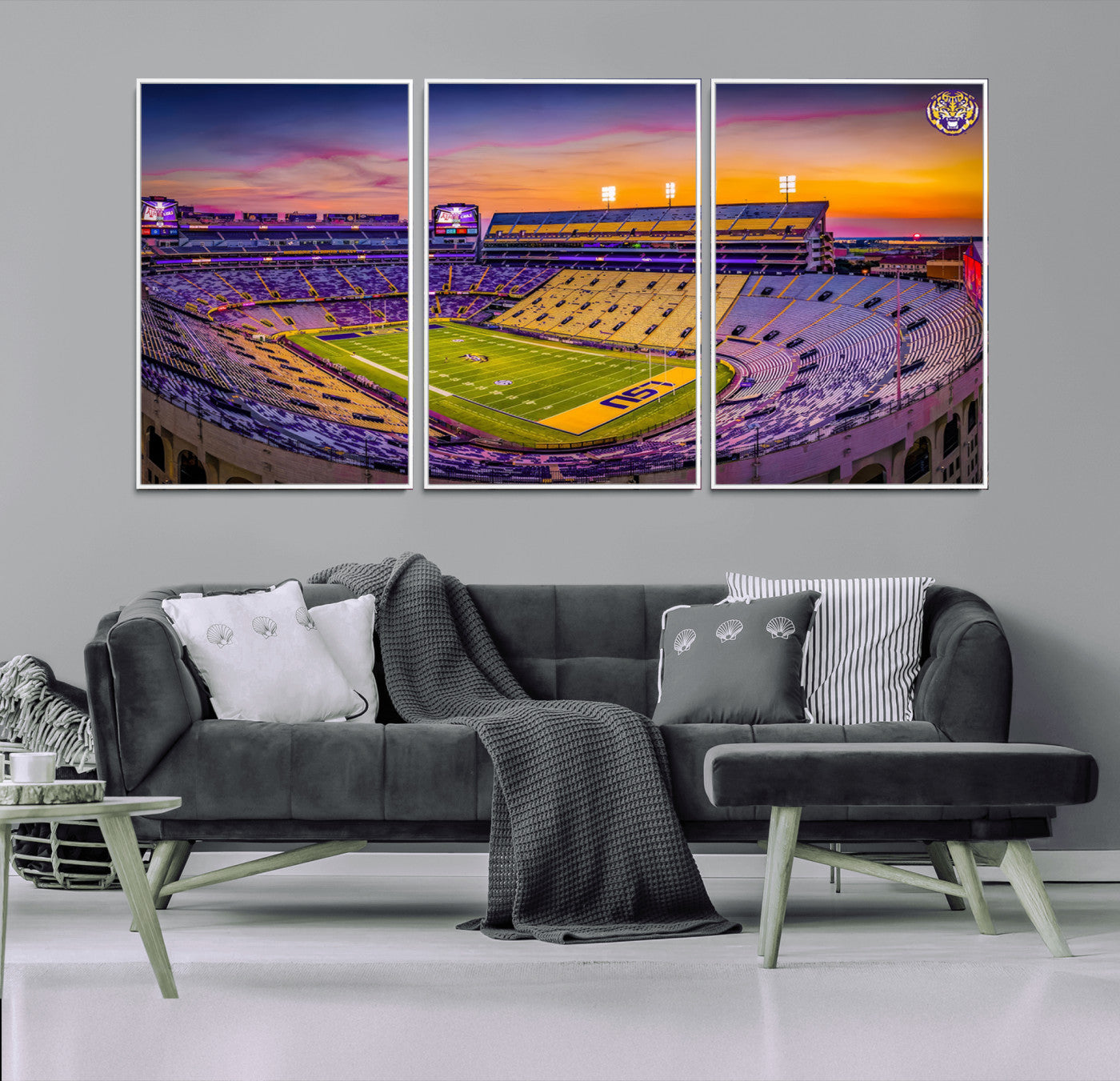 MGV-FC-60X30-3P - The Louisiana State University Tigers Football Team Print - Baton Rouge Tiger Stadium Wall Art