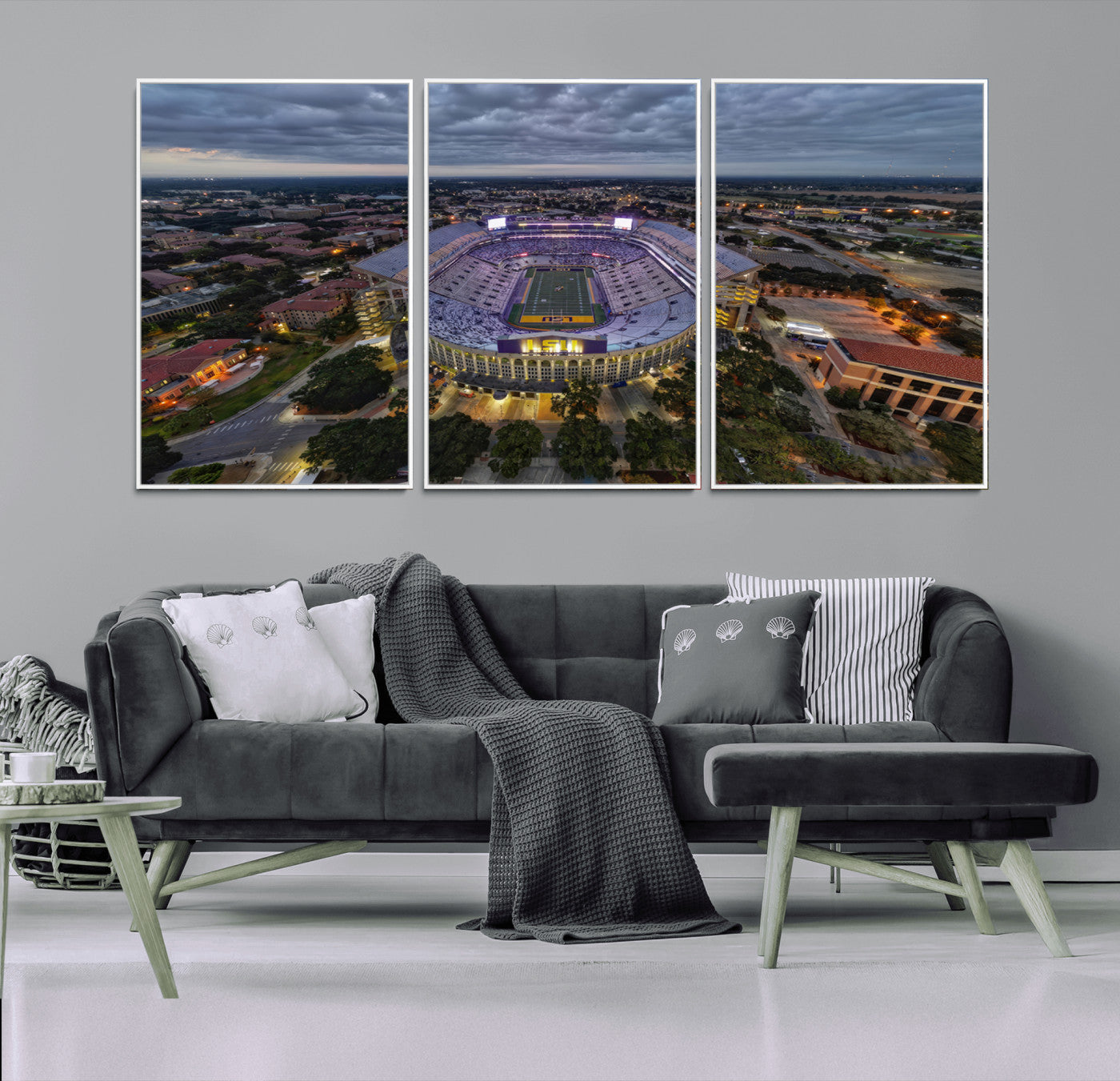 MGV-FC-60X30-3P - The Louisiana State University Tigers Football Team Print - Baton Rouge Tiger Stadium Wall Art