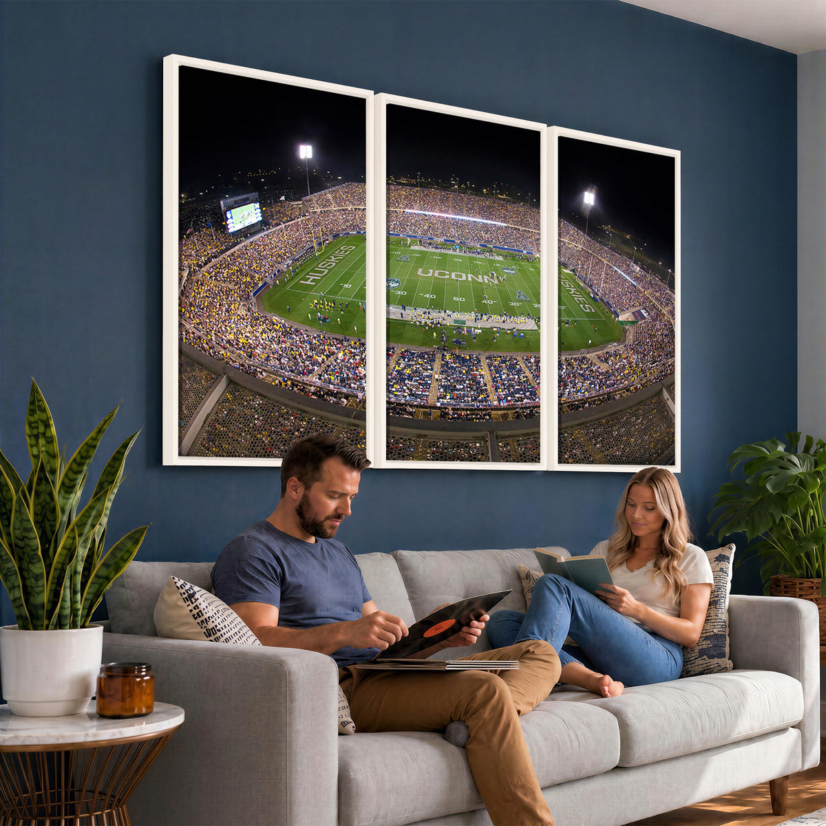 52855-MGV-CV-36X24 - The University of Connecticut UCONN Huskies Football Team Print, East Hartford