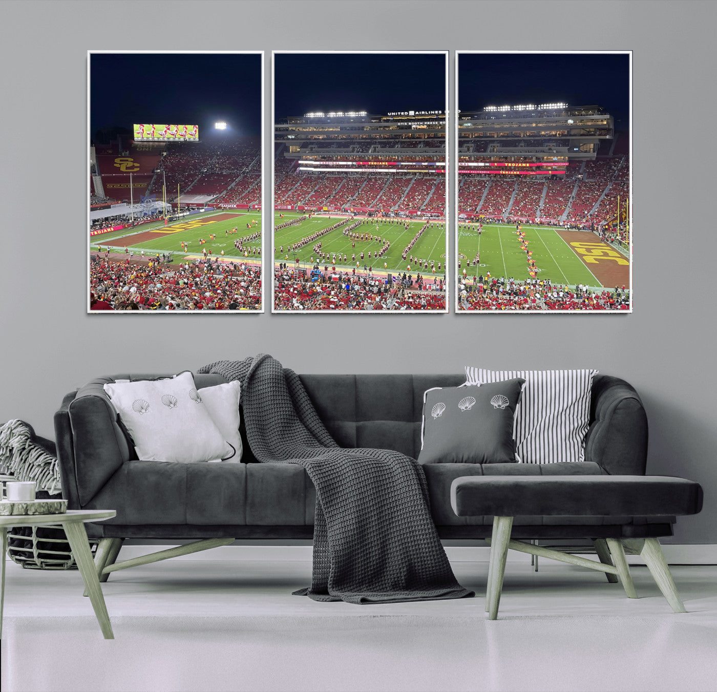 MGV-FC-60X30-3P - The University of Southern California USC Trojans Football Team Print - Los Angeles Memorial