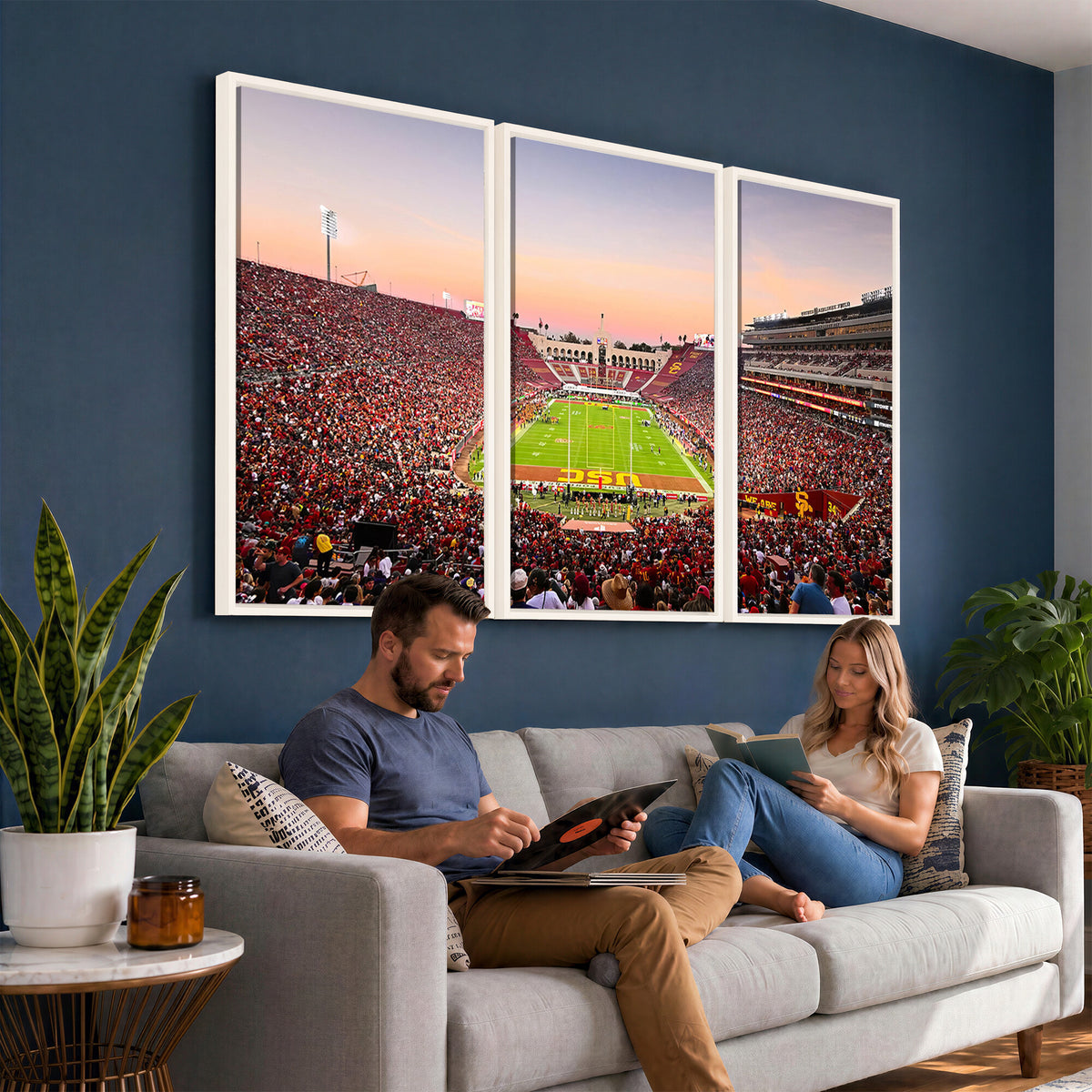 39904-MGV-CV-36X24 - The University of Southern California USC Trojans Football Team Print, Home Bar Wall Decor