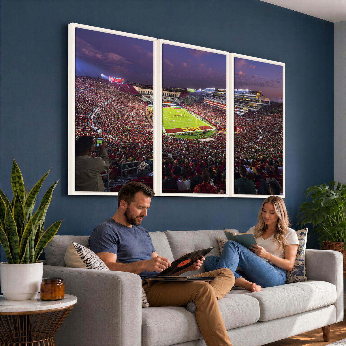 73373-MGV-CV-36X24 - The University of Southern California USC Trojans Football Team Print, Extra Large Game Room Wall Decor