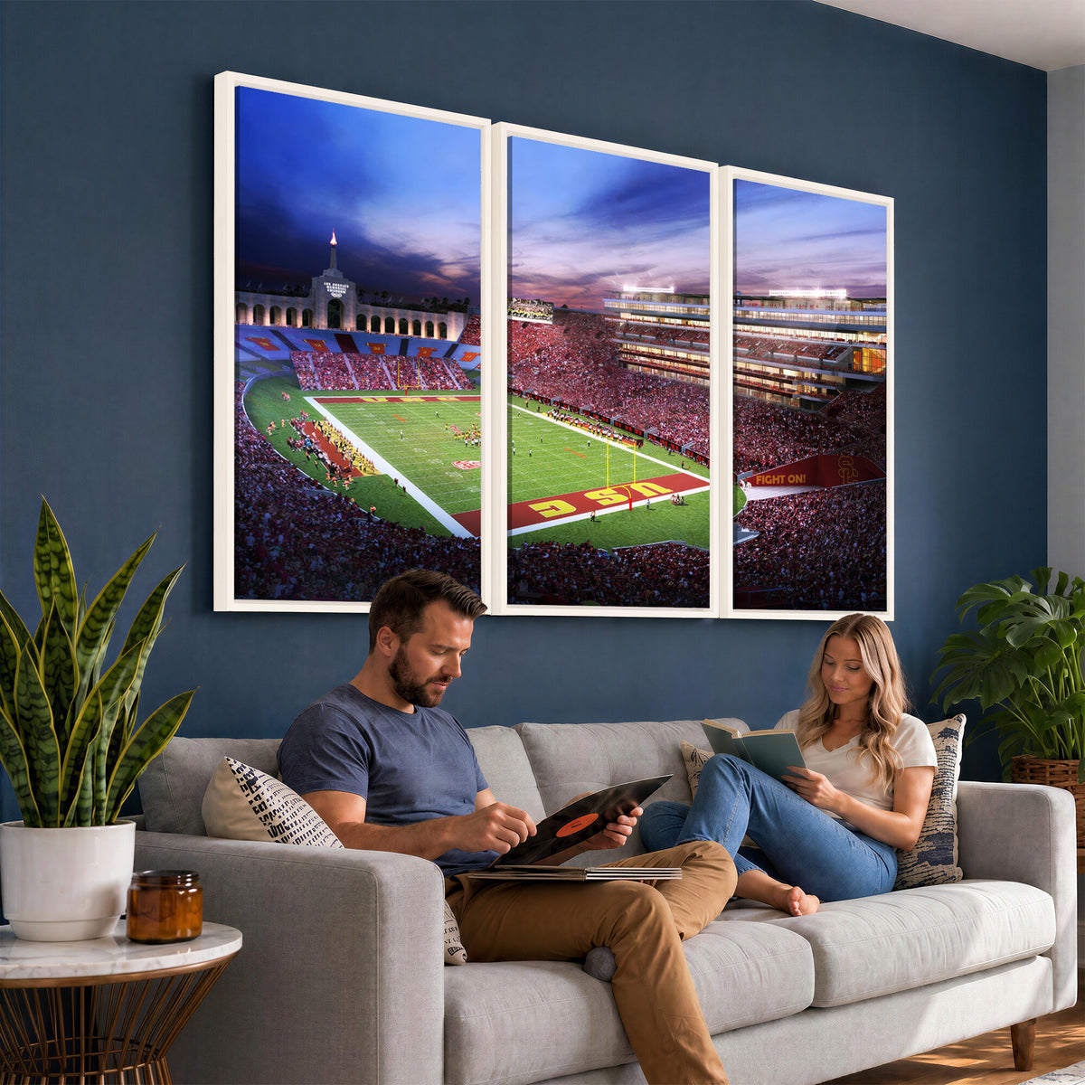 71879-MGV-CV-36X24 - The University of Southern California USC Trojans Football Team Print, Framed and Ready to Hang