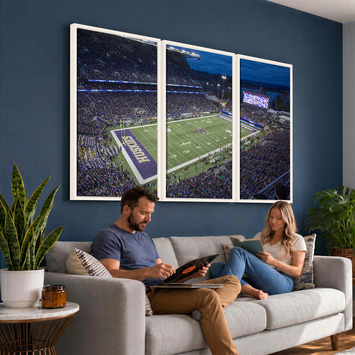 84780-MGV-CV-36X24 - The University of Washington Huskies Football Team Print, Framed and Ready to Hang