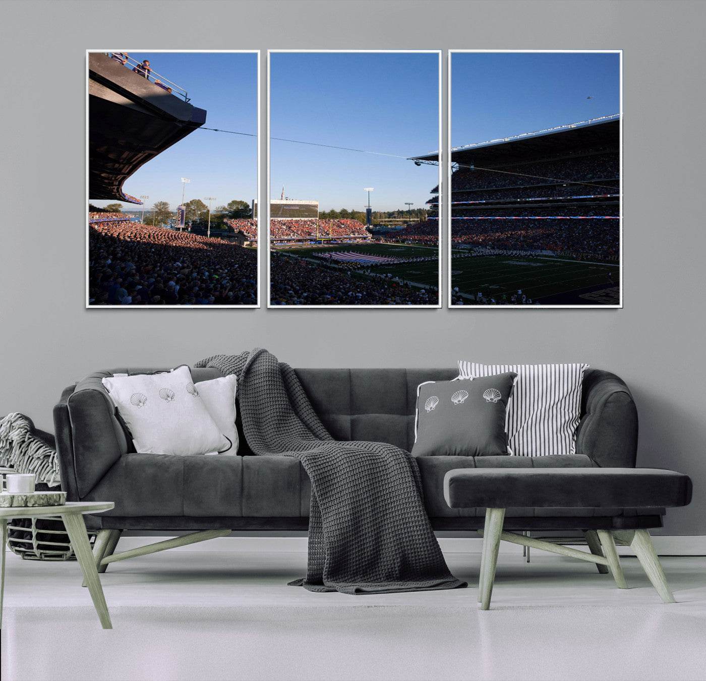 MGV-FC-60X30-3P - The University of Washington Huskies Football Team Print - Seattle Husky Stadium Wall Art Canvas