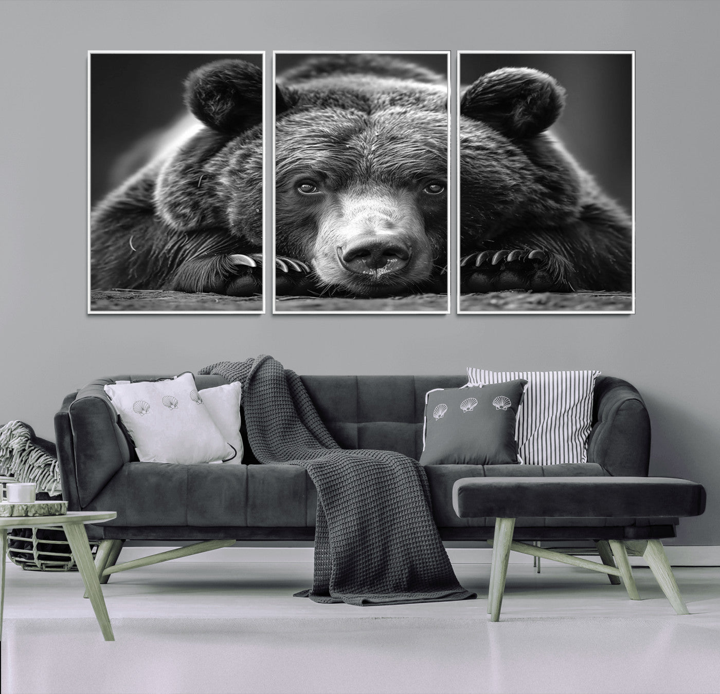 -Resting Grizzly 399 Bear Canvas Print | Ready to Hang Wall Art | Rustic Cabin & Farmhouse Decor |