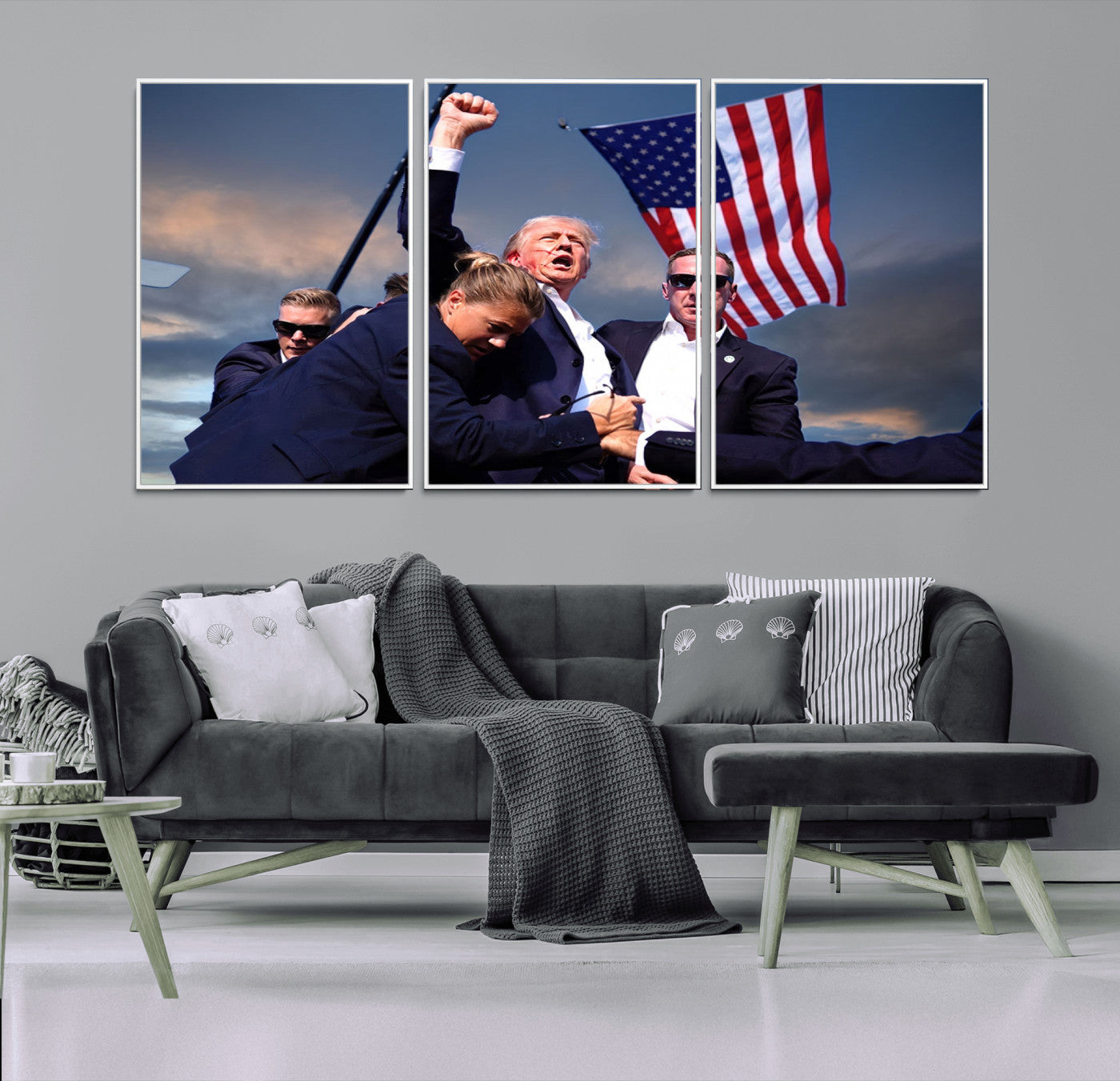 MGV-FC-60X30-3P - Donald Trump Assassination Attempt Wall Art Print, Trump Historic Footage - Iconic Reaction by Trump