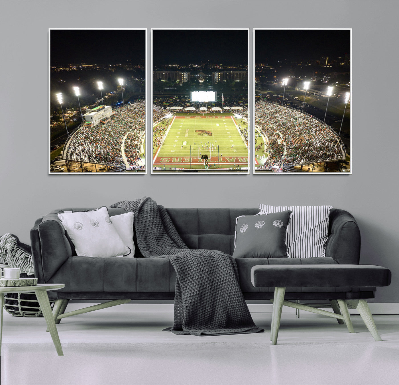 MGV-FC-60X30-3P - Florida A&M Rattlers Football Team Print - Tallahassee Bragg Memorial Stadium Wall Art Canvas Print