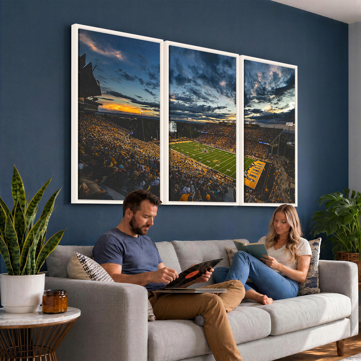 61020-MGV-CV-36X24 - University of Wyoming Cowboys Football Team Print, Laramie, Framed and Ready to Hang