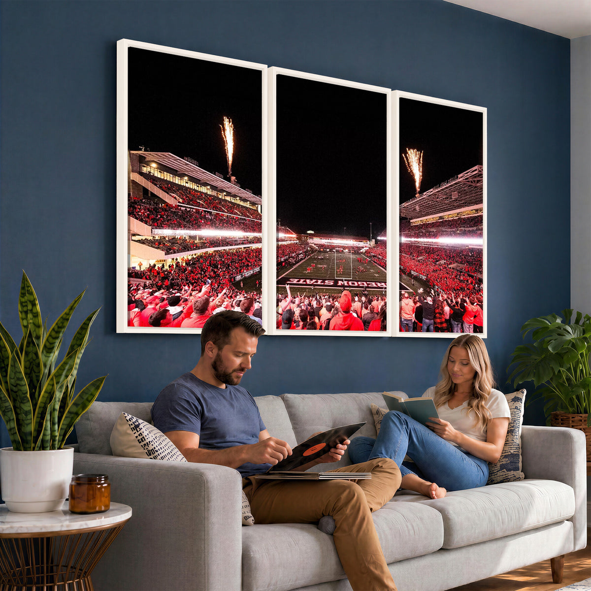 52633-MGV-CV-36X24 - Oregon State Beavers Football Team Print, Corvallis Reser, Framed and Ready to Hang