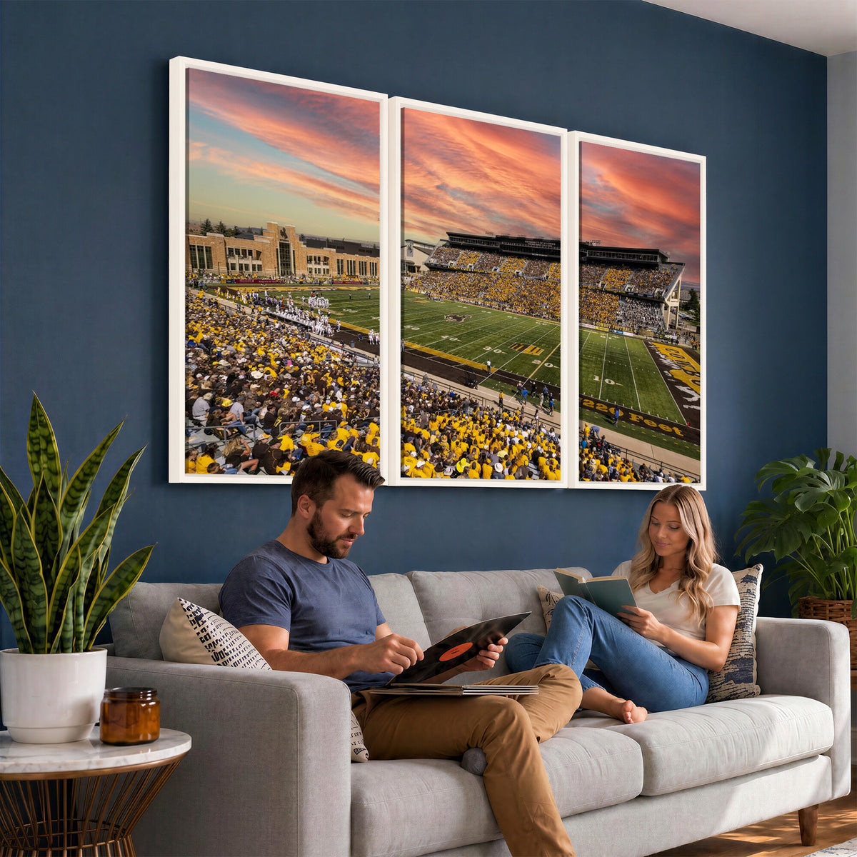 90508-MGV-CV-36X24 - University of Wyoming Cowboys Football Team Print, Laramie, Extra Large Game Room Wall Decor