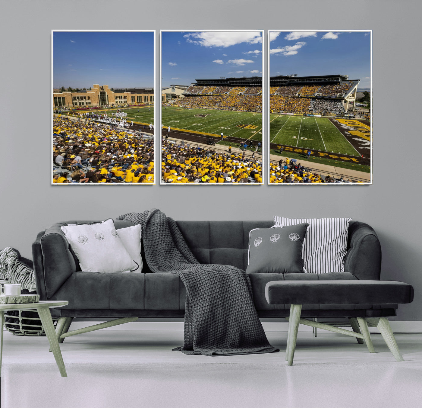 MGV-FC-60X30-3P - University of Wyoming Cowboys Football Team Print - Laramie Jonah Field War Memorial Stadium Wall