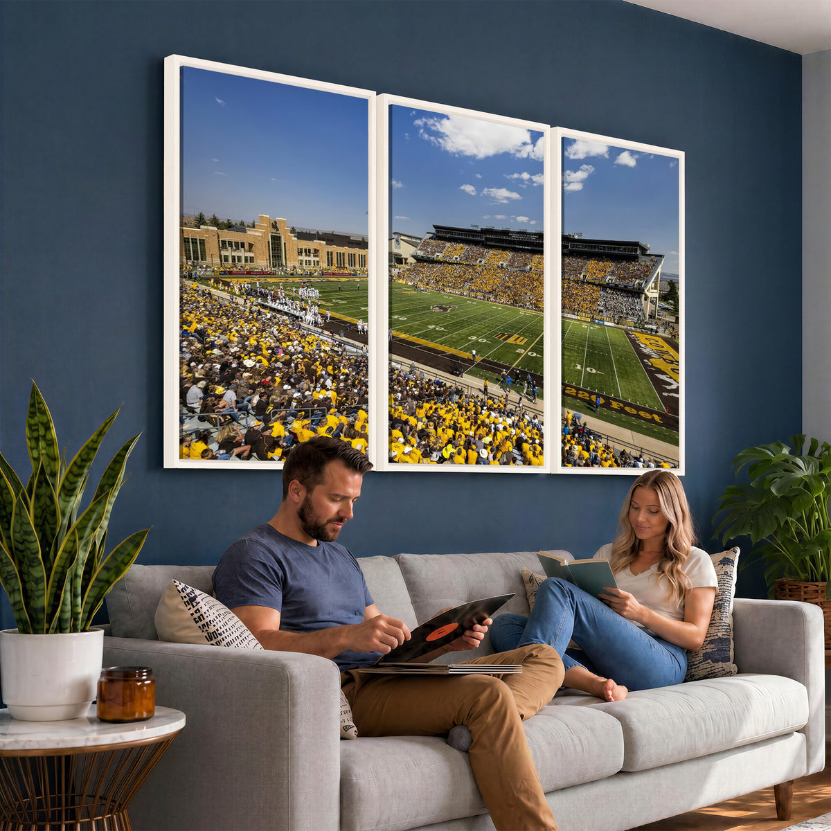 75112-MGV-CV-36X24 - University of Wyoming Cowboys Football Team Print, Laramie, Home Bar Wall Decor
