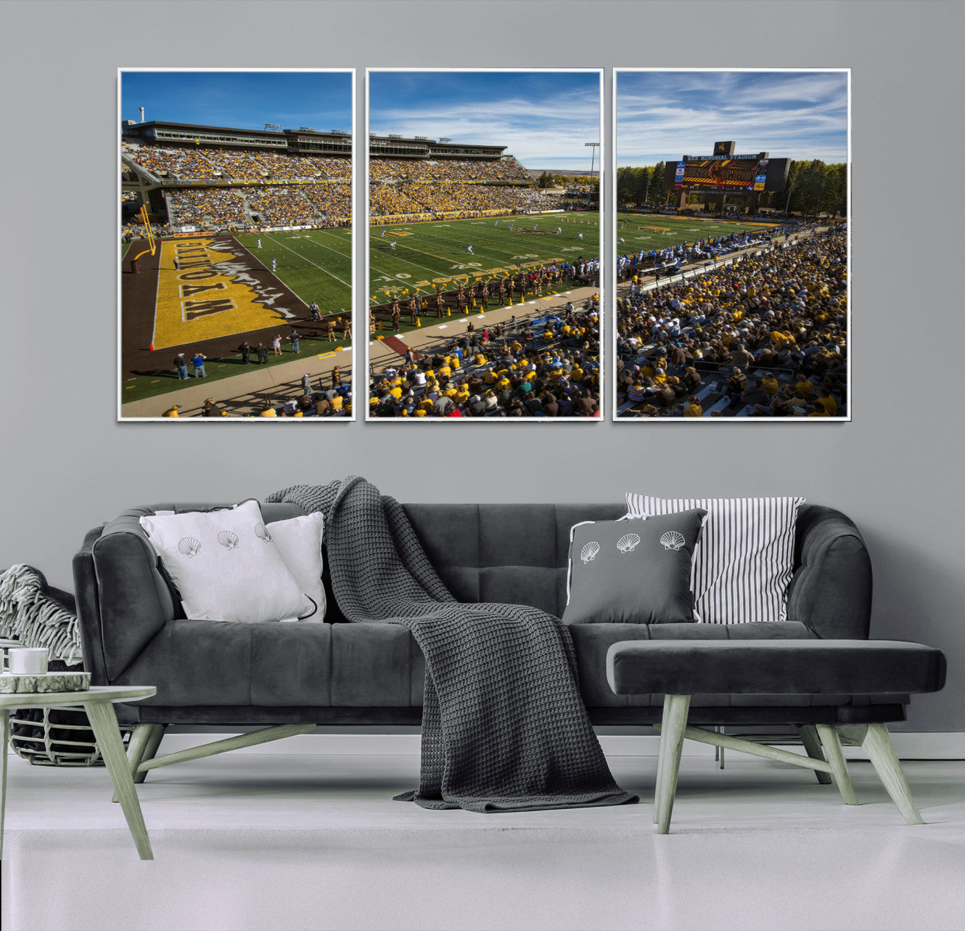 MGV-FC-60X30-3P - University of Wyoming Cowboys Football Team Print - Laramie Jonah Field War Memorial Stadium Wall