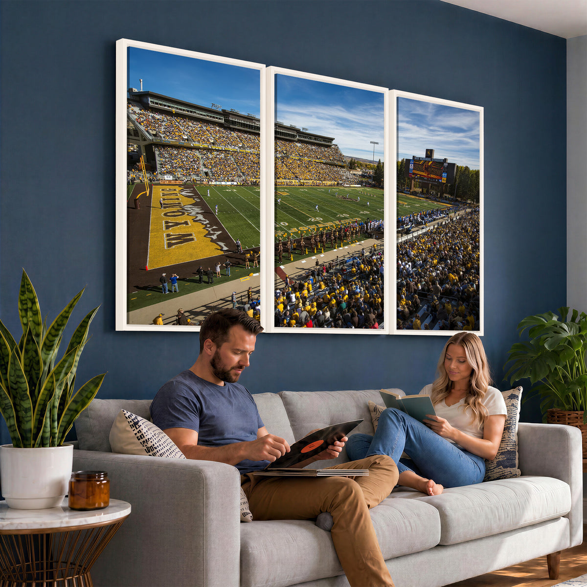89846-MGV-CV-36X24 - University of Wyoming Cowboys Football Team Print, Laramie, Man Cave Wall Decor
