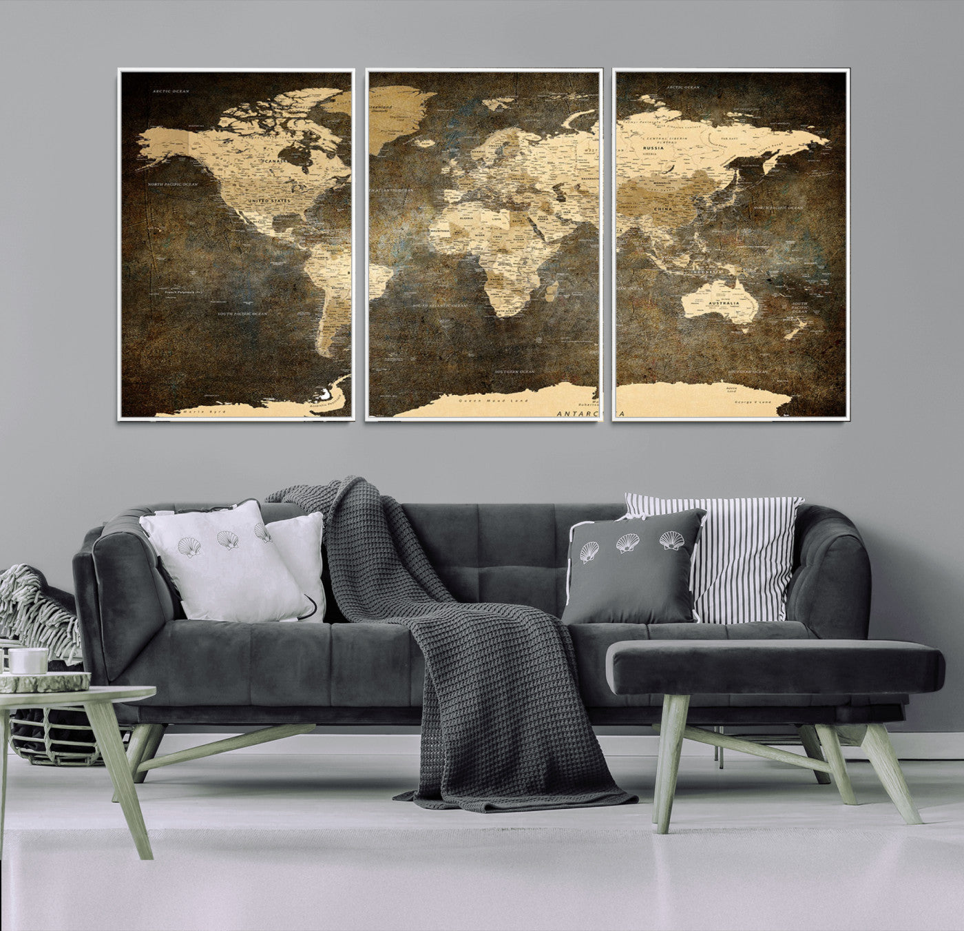 28268-MGV-CV-36X24-Push Pin World Map Canvas Print – Travel Tracker Wall Art for Couples, Perfect Anniversary Gift for Home or Office Decor