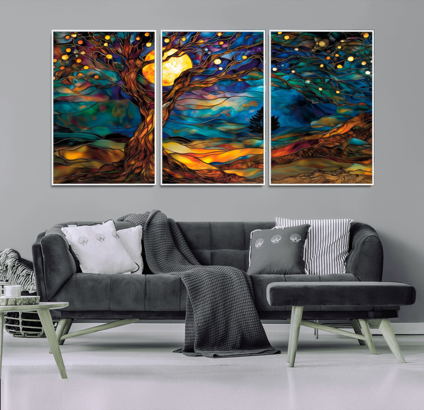 18319-MGV-CV-36X24-Tree of Life Wall Art - Yggdrasil Tree of Life Canvas Print - Vibrant Moonlit Tree Wall Art, Tree