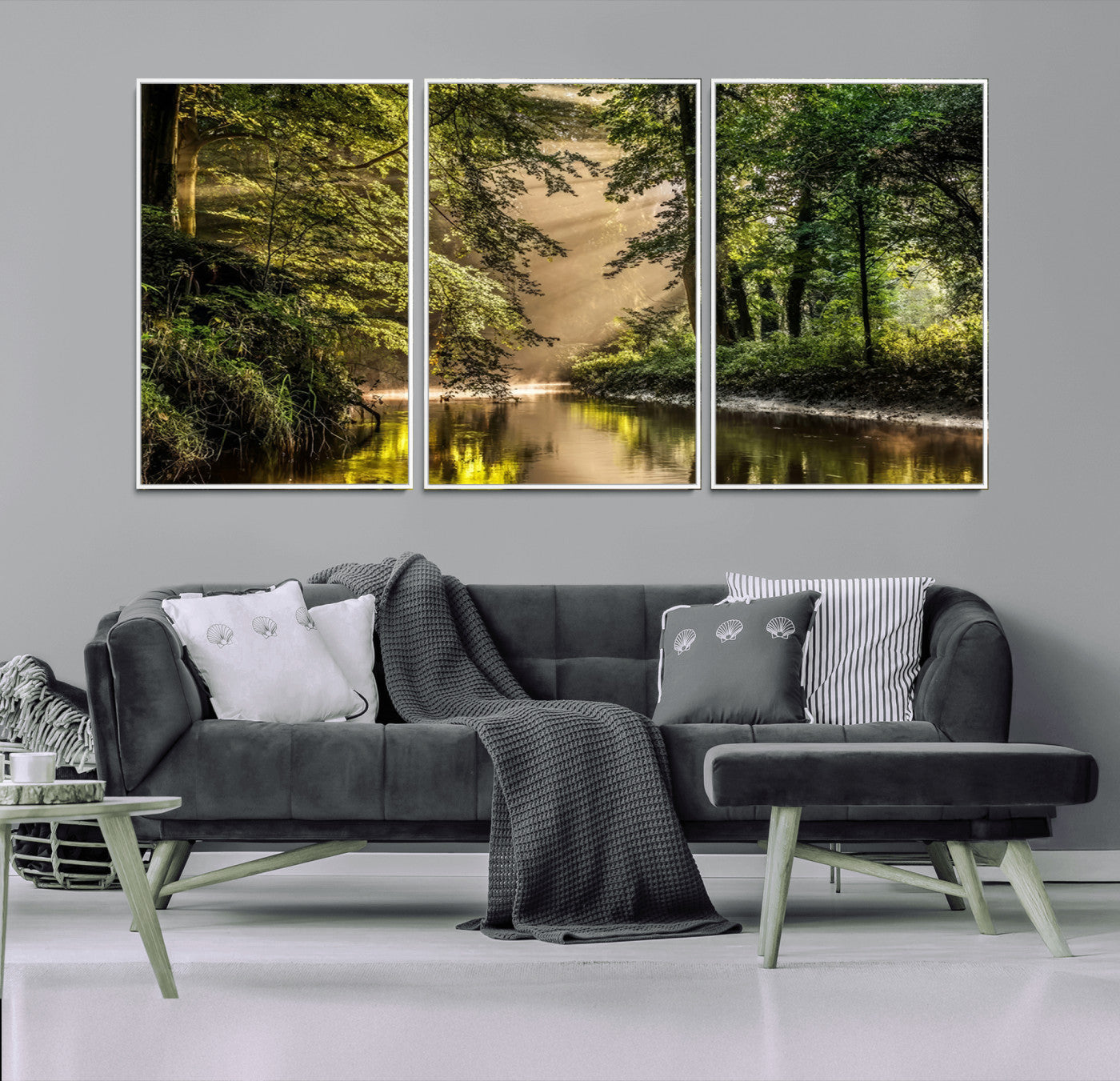 MGV-FC-60X30-3P - Forest Wall Art Print | River Landscape Wall Art | Perfect for Farmhouse Wall Decor, Cabin Wall Art