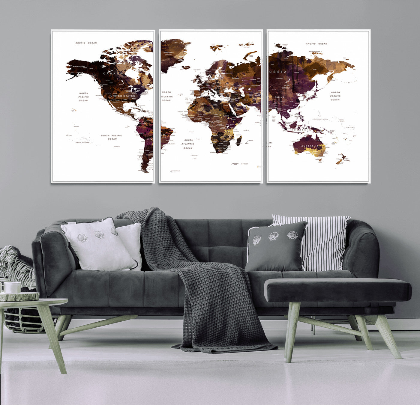 50611-MGV-CV-36X24-Push Pin World Map Canvas Print – Travel Tracker Wall Art for Couples, Perfect Anniversary Gift for Home or Office Decor