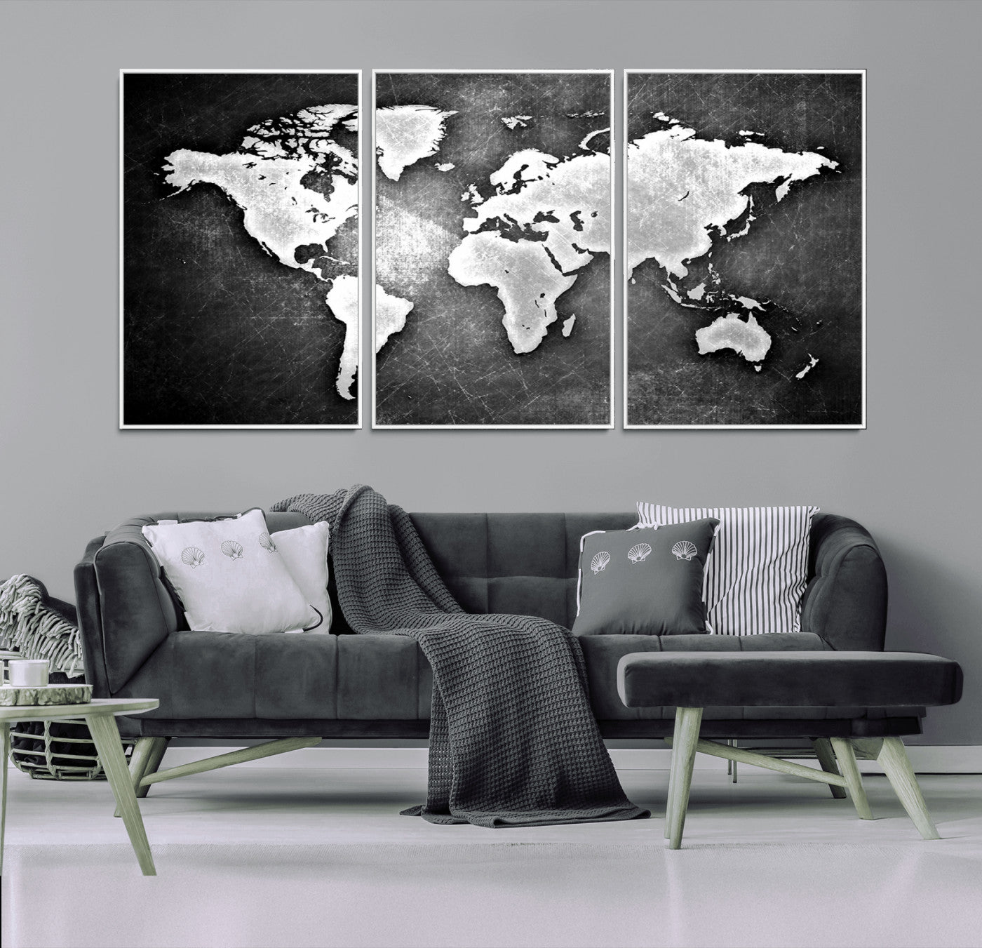 34390-MGV-FC-60X30-3P_White-World Map Wall Art Canvas Print – Framed Wall Art for Anniversary Gift or Home Adventure Decor