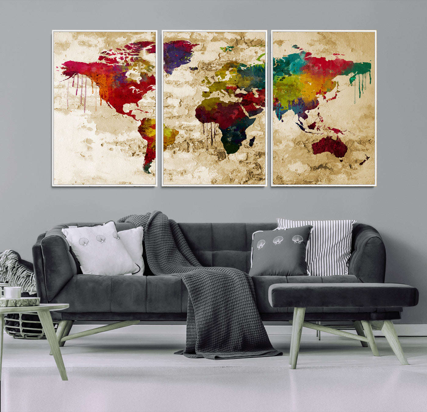MGV-FC-60X30-3P - Push Pin World Map Canvas Print – Framed Wall Art for Couples to Track Their Travels – Anniversary