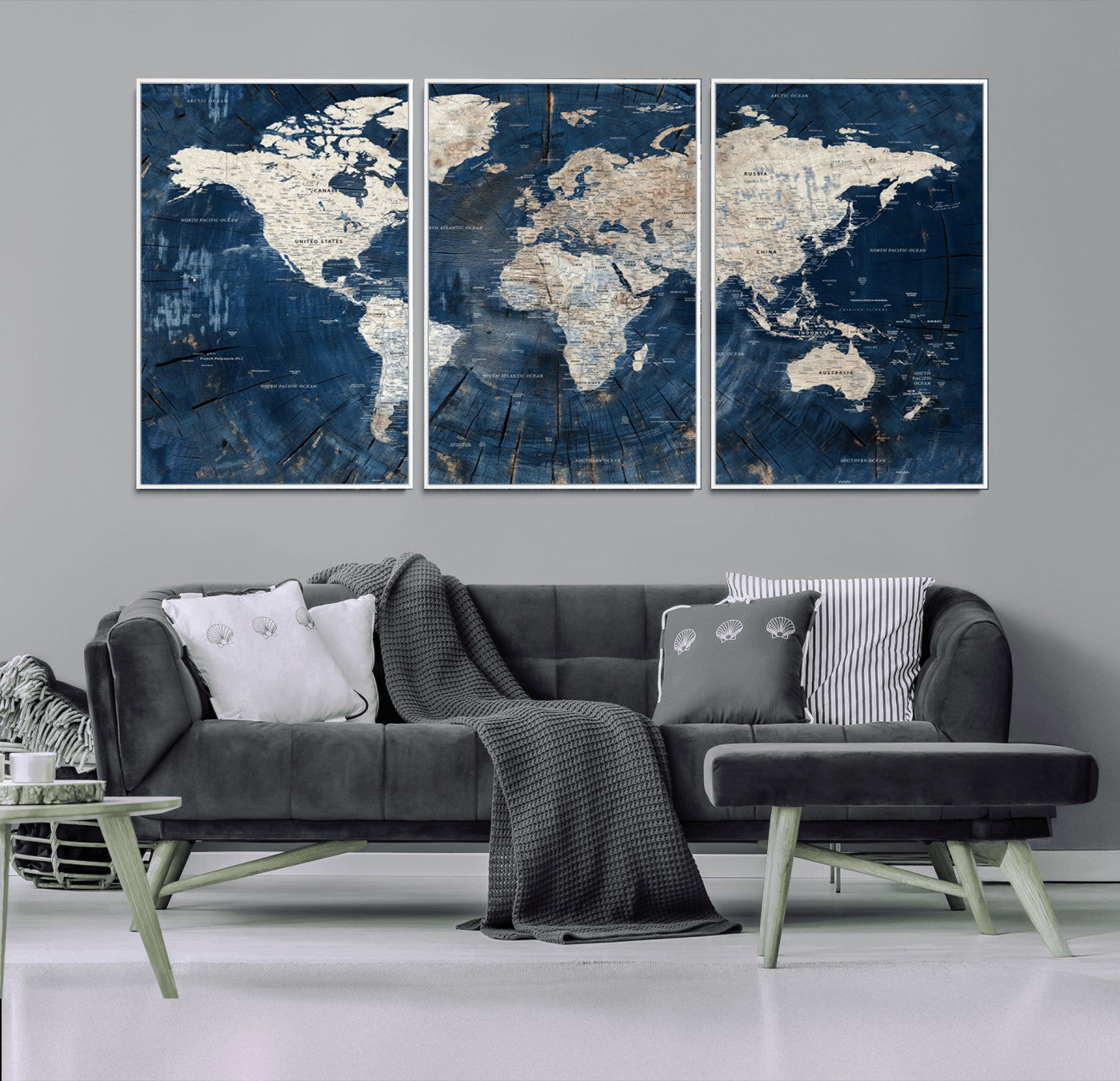 MGV-FC-60X30-3P - Push Pin World Map Canvas Print – Framed Wall Art for Couples to Track Their Travels – Anniversary