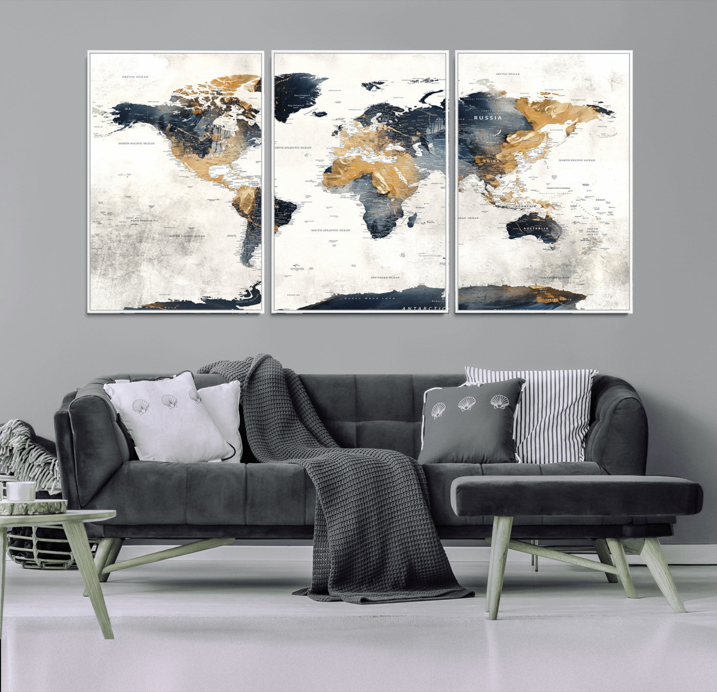 72479-MGV-FC-60X30-3P_White-Push Pin World Map Canvas Print – Travel Tracker Wall Art for Couples, Perfect Anniversary Gift for Home or Office Decor