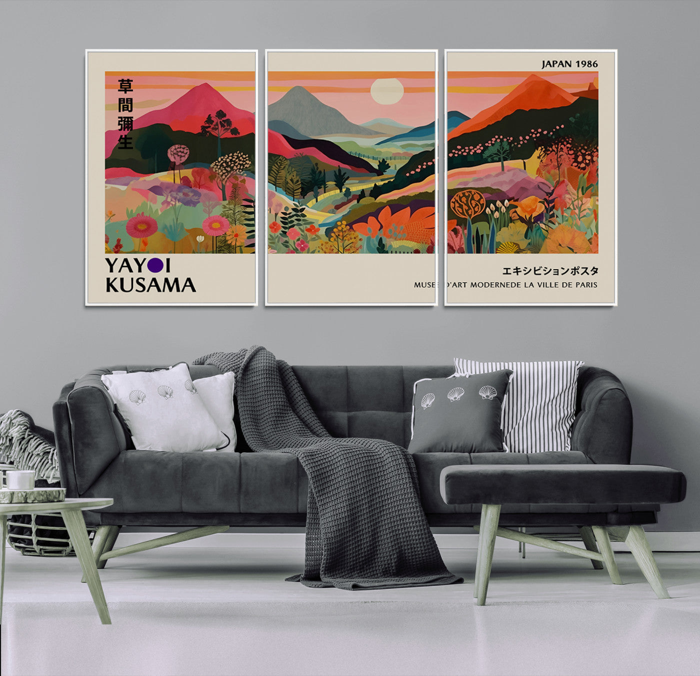 74839-MGV-FC-60X30-3P_White-Yayoi 1986 Wall Art Print – Vibrant Sabi Sabi Japanese Abstract Design Contemporary Colorful Artwork for Home Office