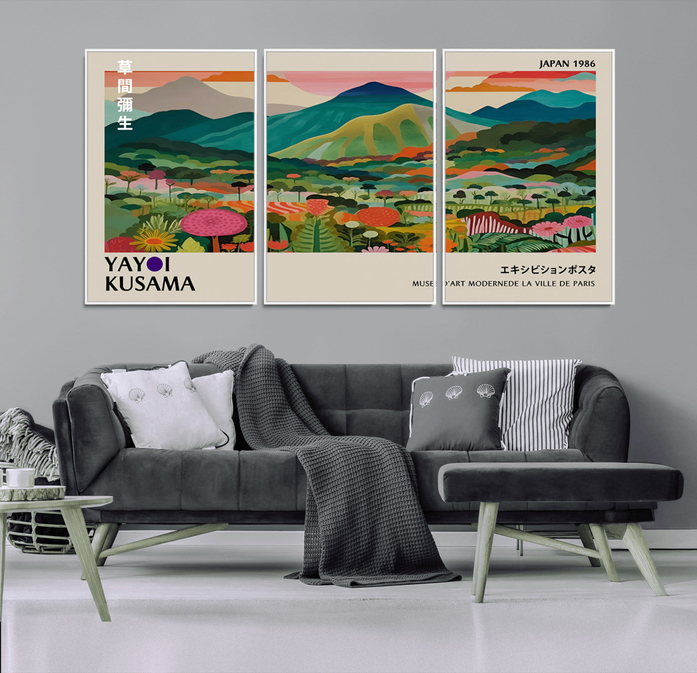 83384-MGV-CV-36X24-Yayoi Kusama Japan 1986 Canvas – Wabi Sabi Japanese Vibrant Abstract Wall Art Contemporary Canvas for Home, Office