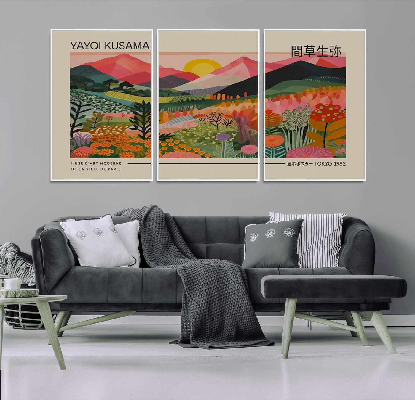 MGV-FC-60X30-3P - Yayoi Kusama 1986 Wall Art Print – Yayoi Kusama Wabi Sabi Japanese Wall Art Print - Vibrant Abstract