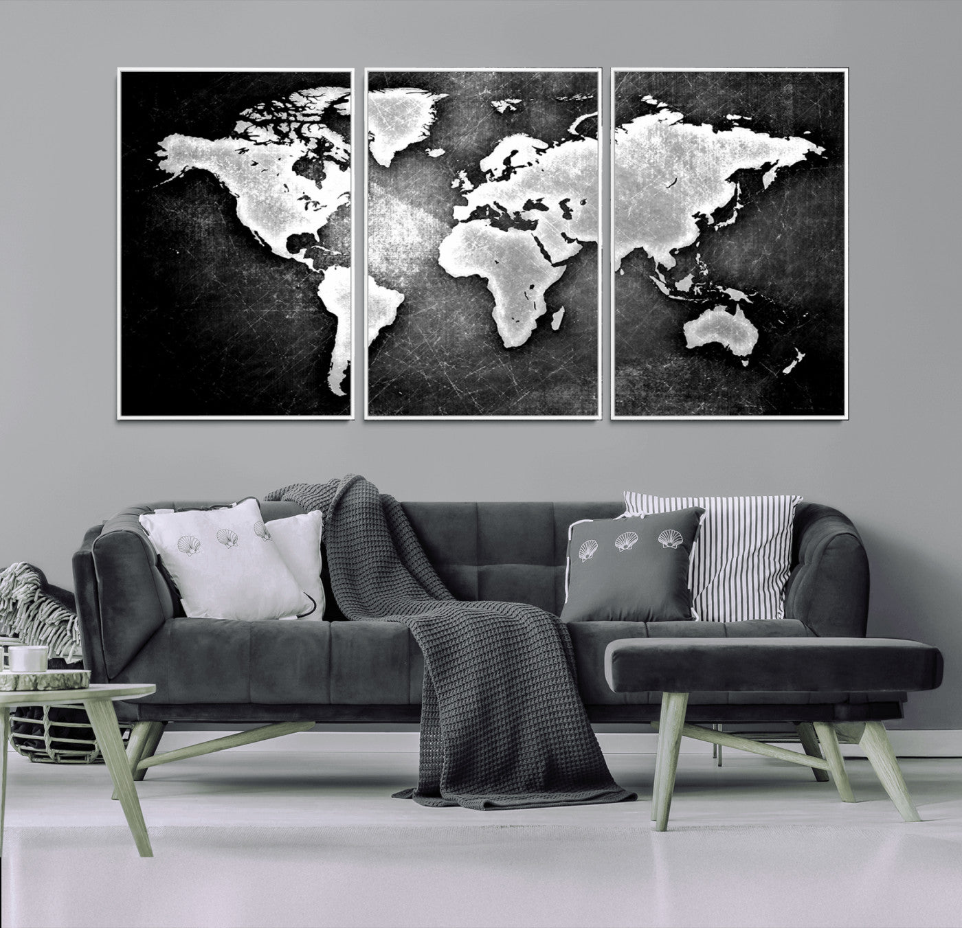 MGV-FC-60X30-3P - World Map Wall Art Canvas Print – Framed Wall Art for Anniversary Gift or Home Adventure Decor