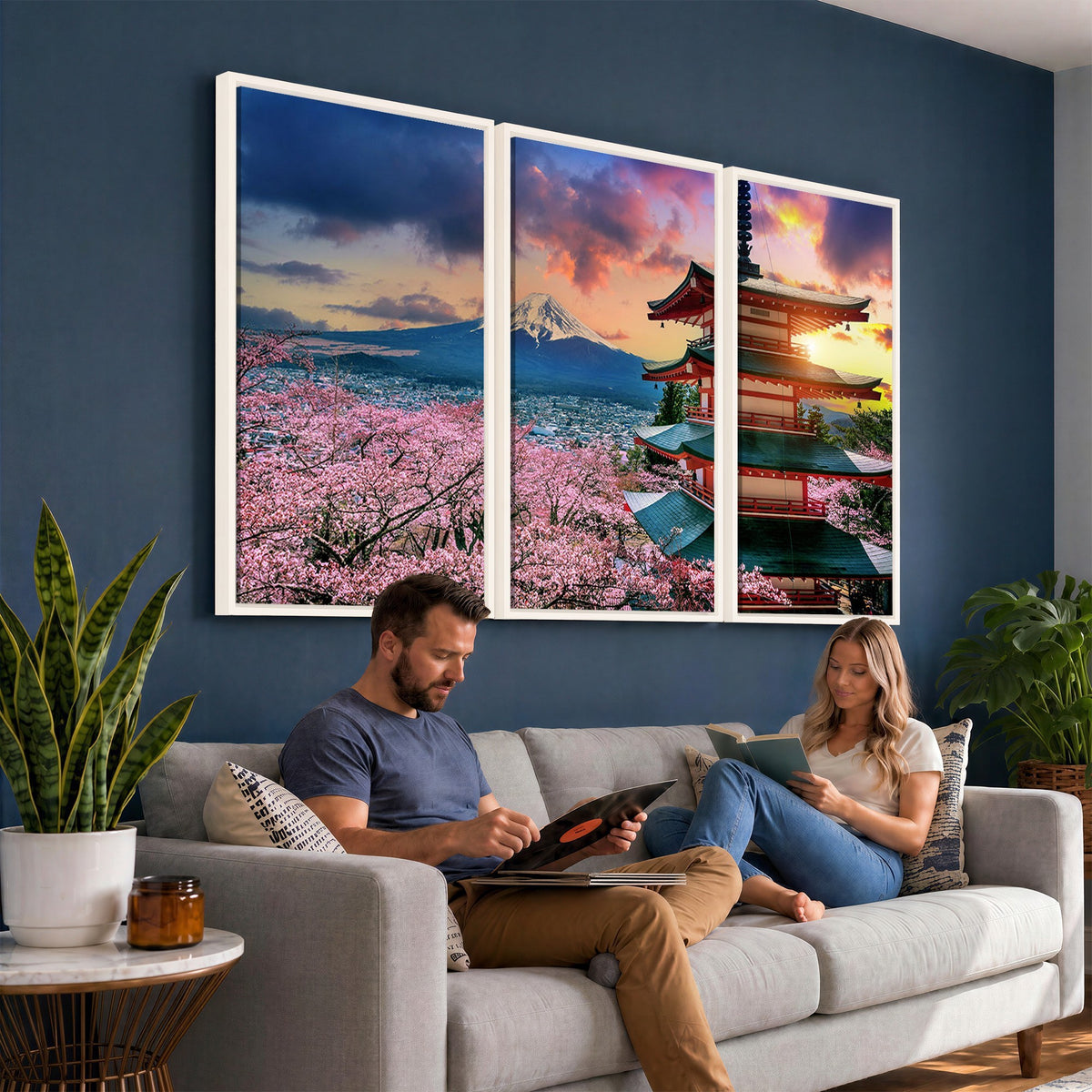 95987-MGV-CV-24X16 - Cherry Blossoms Canvas Print, Chureito Pagoda and Mount Fuji Wall Art