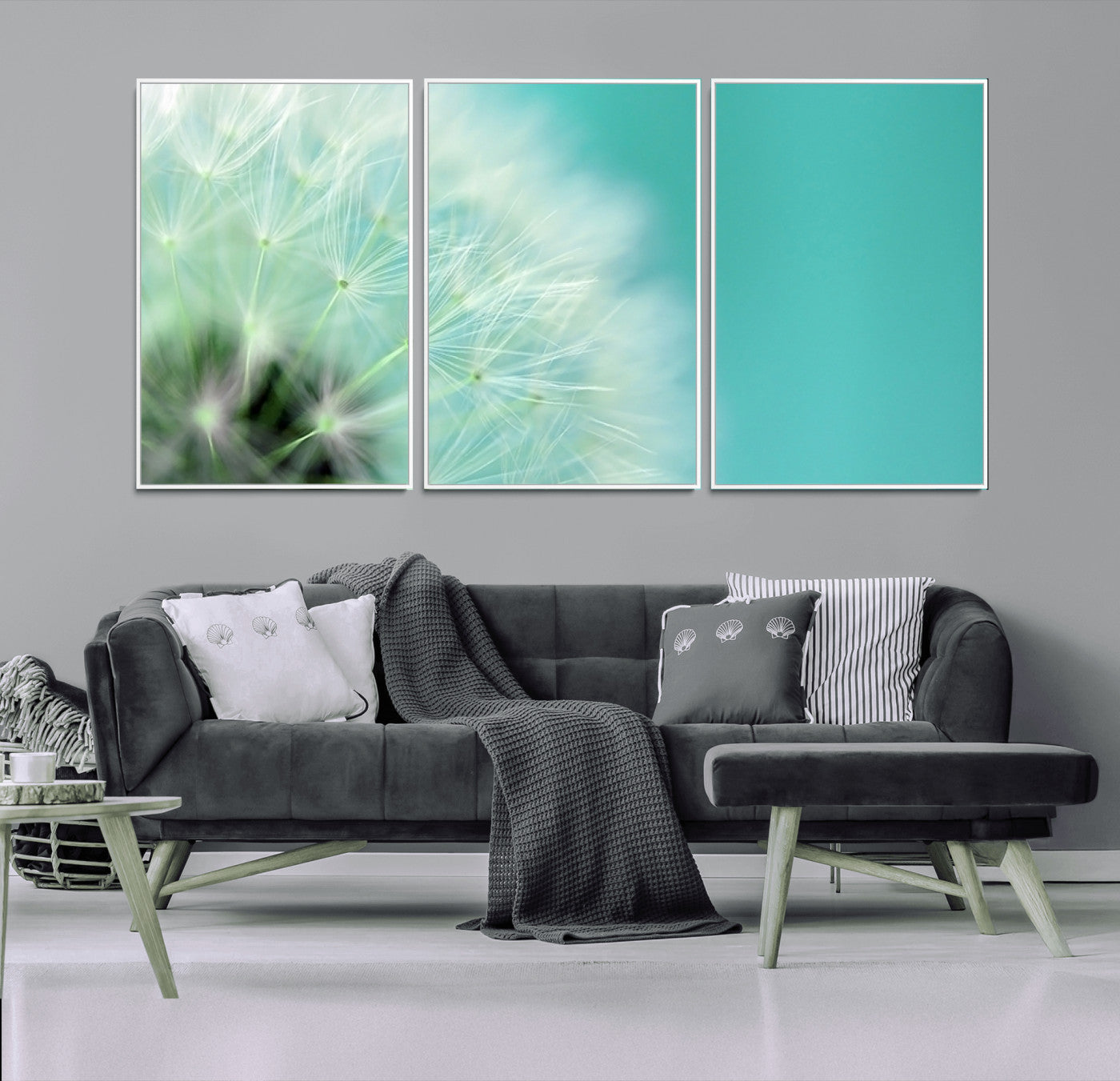 26056-MGV-FC-60X30-3P_White-DANDELION Flower Wall Art Canvas Print, Canvas Dandelion Floral Wall Art