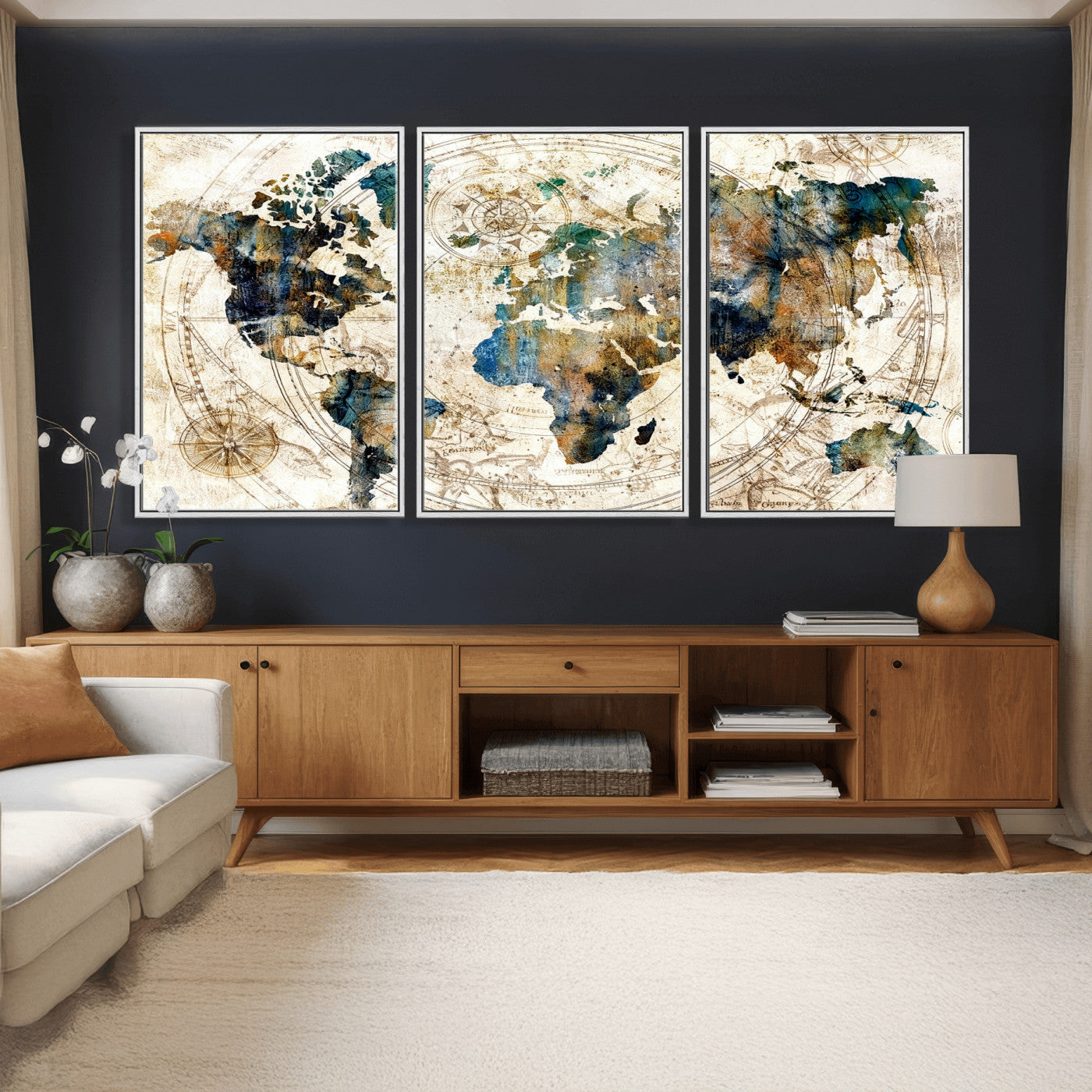 10554-MGV-CV-36X24 - Abstract World Map Art Print Canvas Print