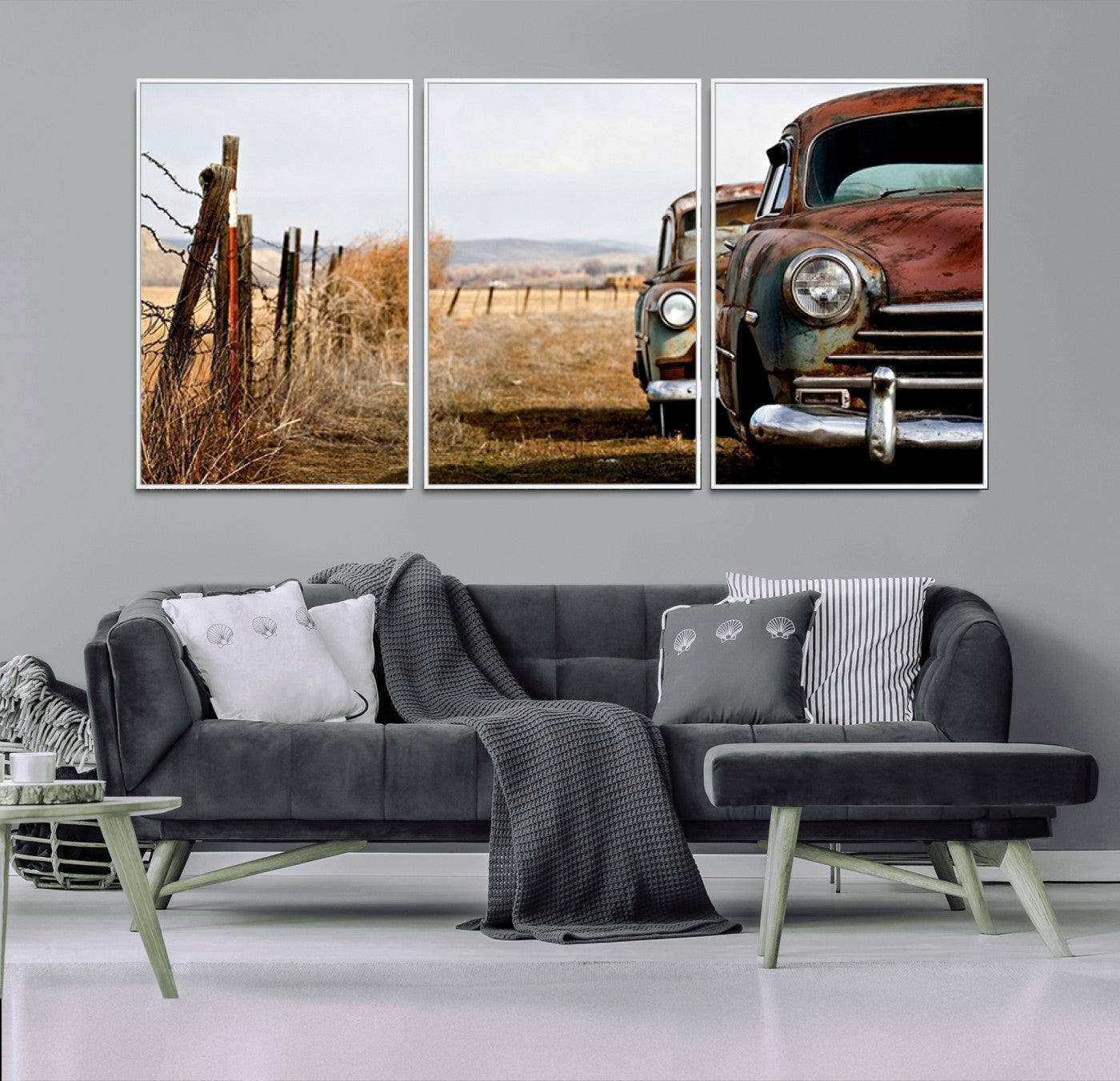 33308-MGV-CV-36X24-Old Rustic Classic Car Wall Art Canvas Print