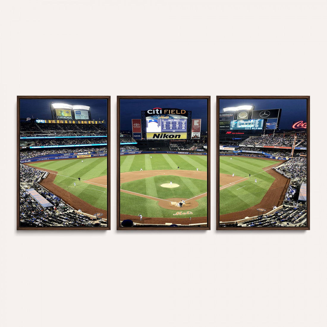 Citi Field Wall Art Print | 3-Panel New York Mets Baseball Stadium Canvas Print