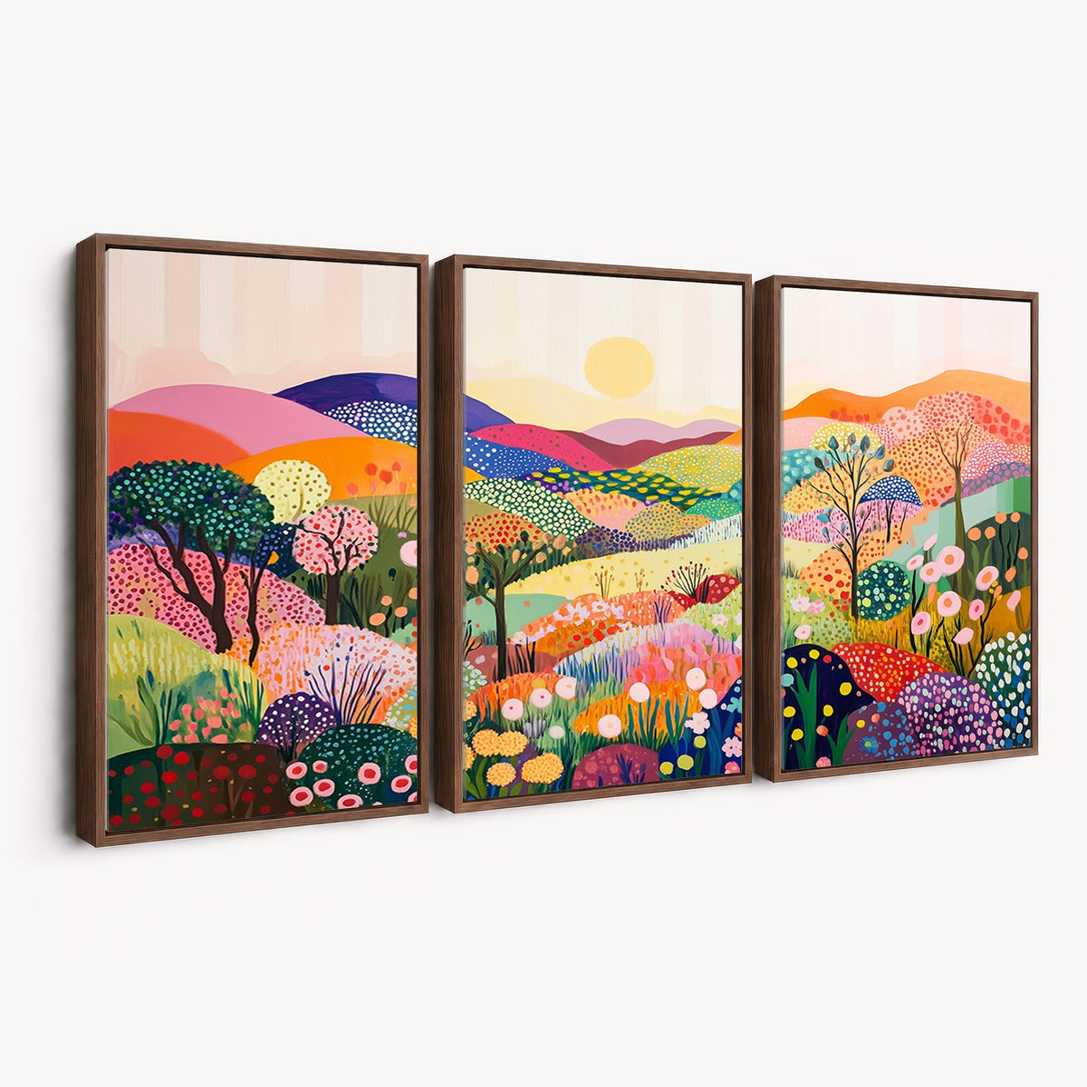 63198-MGV-CV-24X16 - Yayoi Kusama 1986 Wall Art Print, Yayoi Kusama Wabi Sabi Japanese Abstract Landscape Canvas