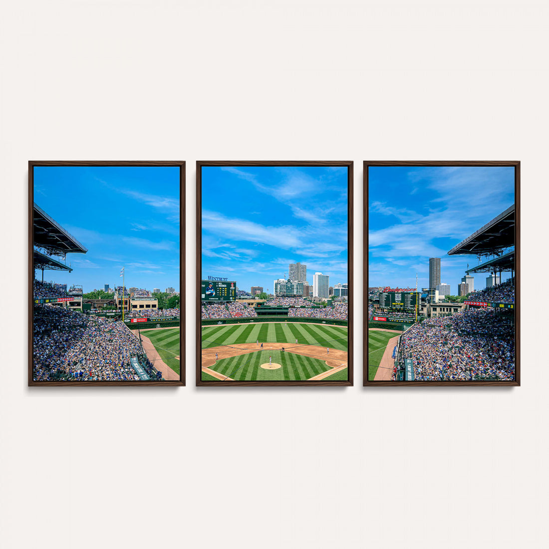 Wrigley Field Chicago Cubs Panoramic Art Multi-Piece Canvas