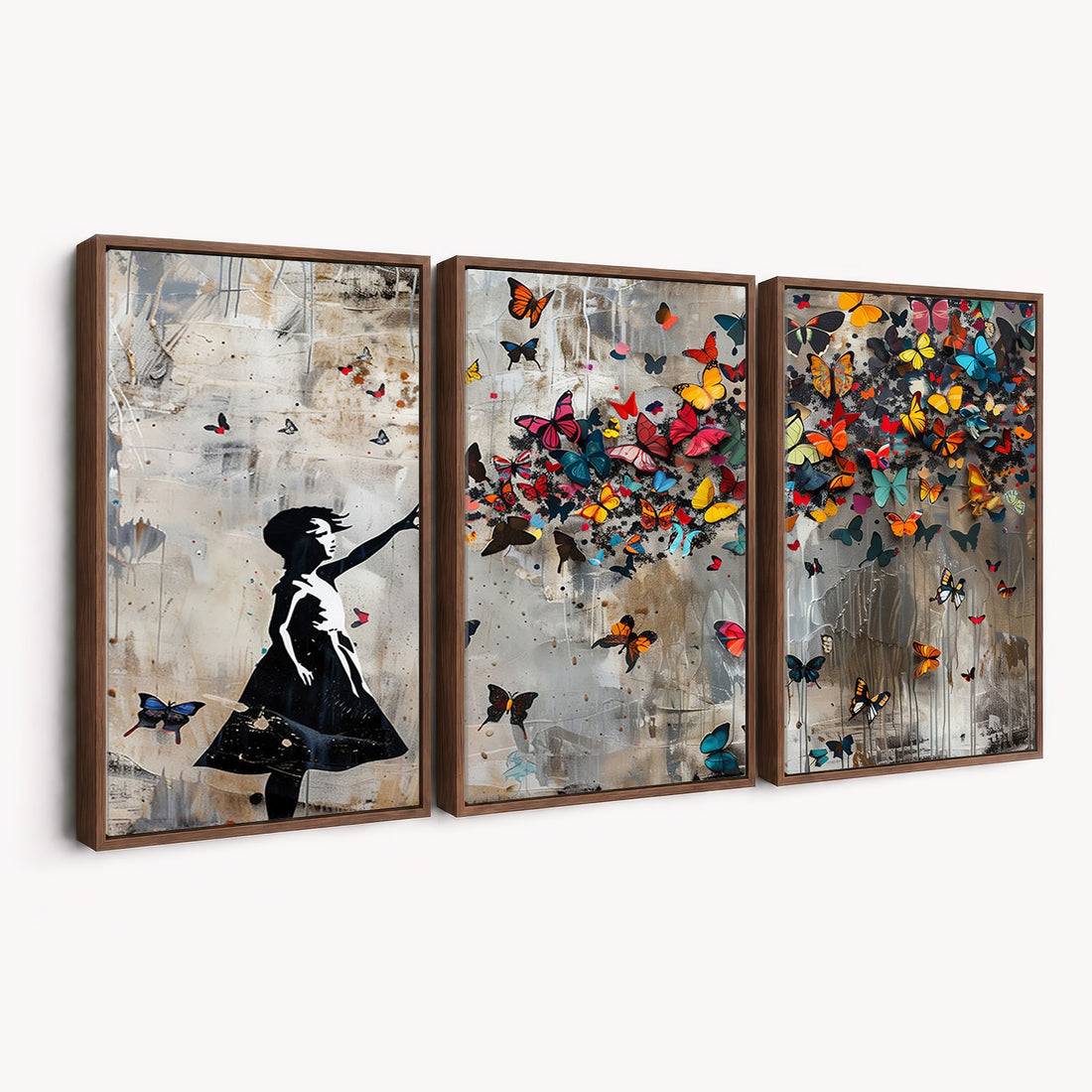 Banksy Butterfly Girl Wall Art | Modern Graffiti Canvas Print, Street Art Decor
