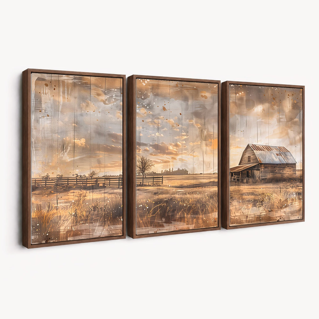 Rustic Farmhouse Wall Art Canvas Print | Barn and Field Vintage Country Landscape