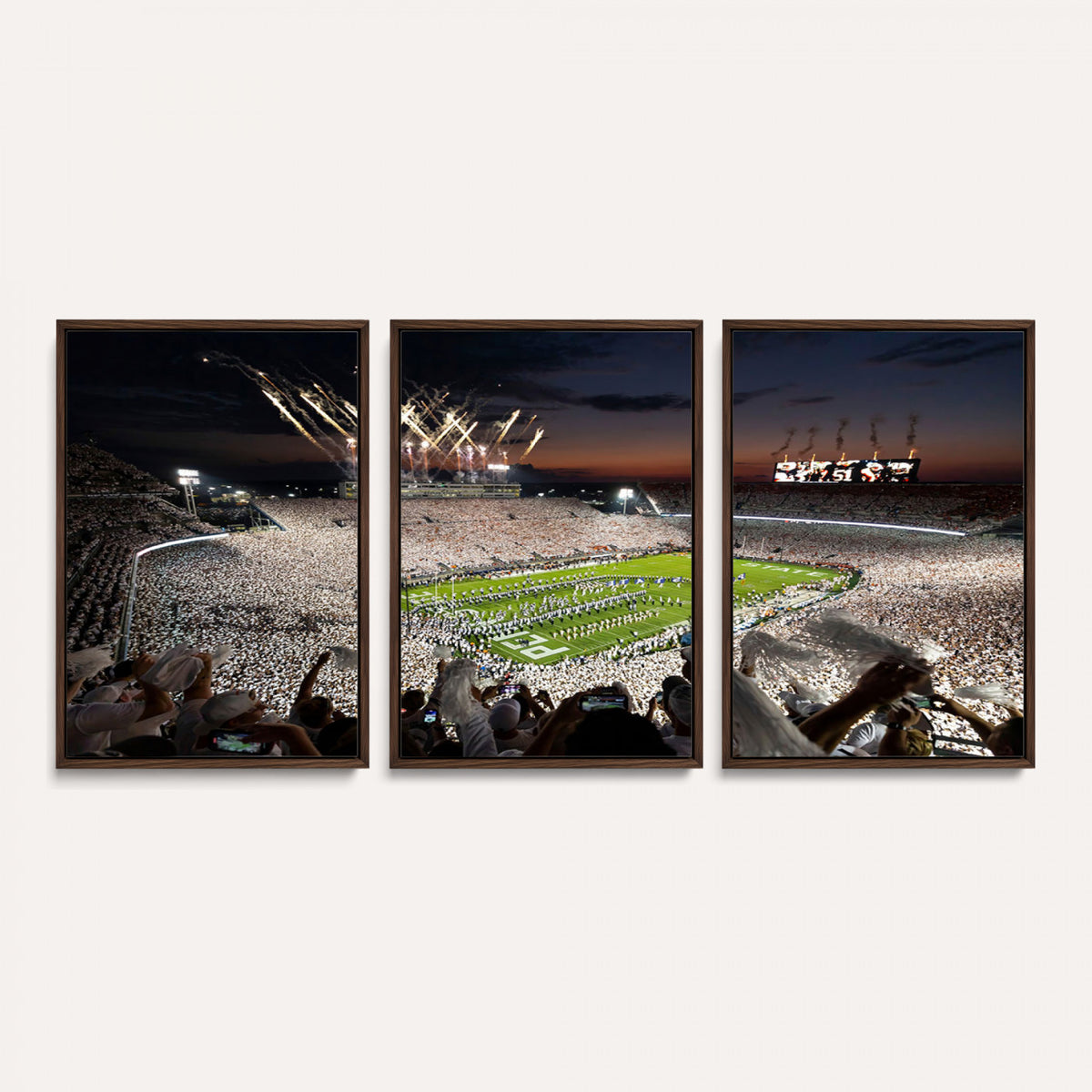 11221988-MGV-CV-36X24 - Epic Night Football Stadium Wall Art Canvas Print, Fireworks and Crowd