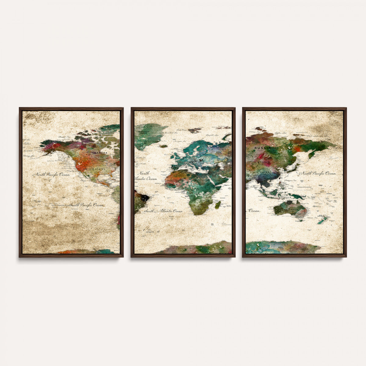 87544591-MGV-CV-36X24 - World Map Wall Art Canvas Print, Modern Decorative Framed Map Artwork Prints for Living Room, Office, Bedroom Wall Decor