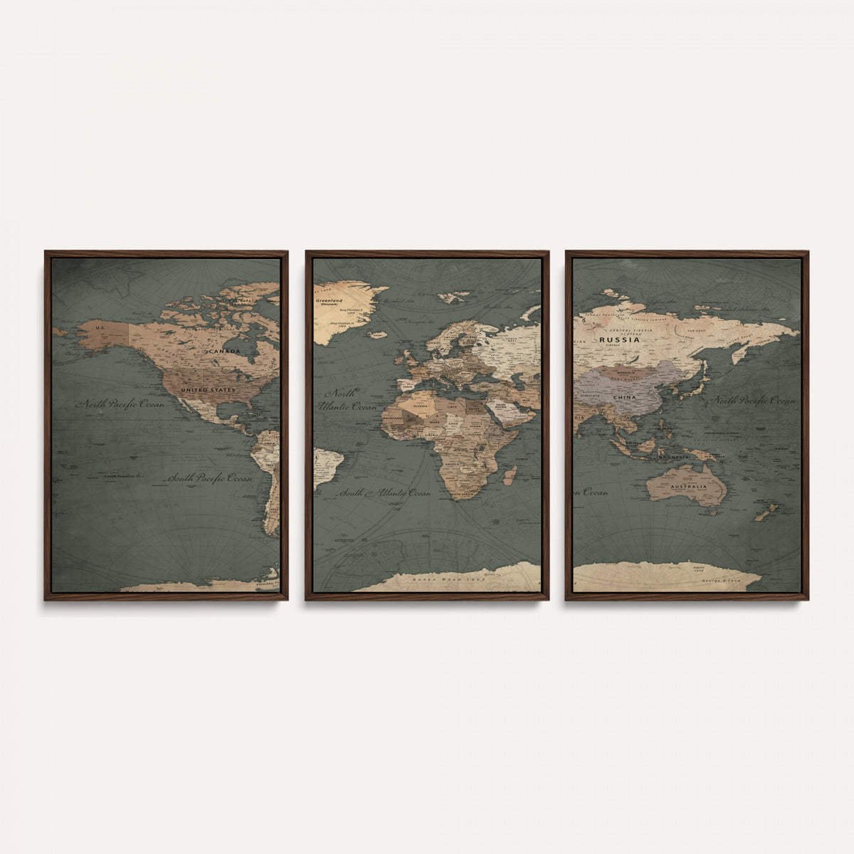84619399-MGV-CV-36X24 - World Map Wall Art Canvas Print, Modern Decorative Framed Map Artwork Prints for Living Room, Office, Bedroom Wall Decor