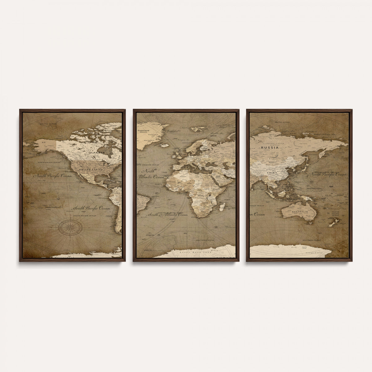82314635-MGV-CV-36X24 - World Map Wall Art Canvas Print, Modern Decorative Framed Map Artwork Prints for Living Room, Office, Bedroom Wall Decor