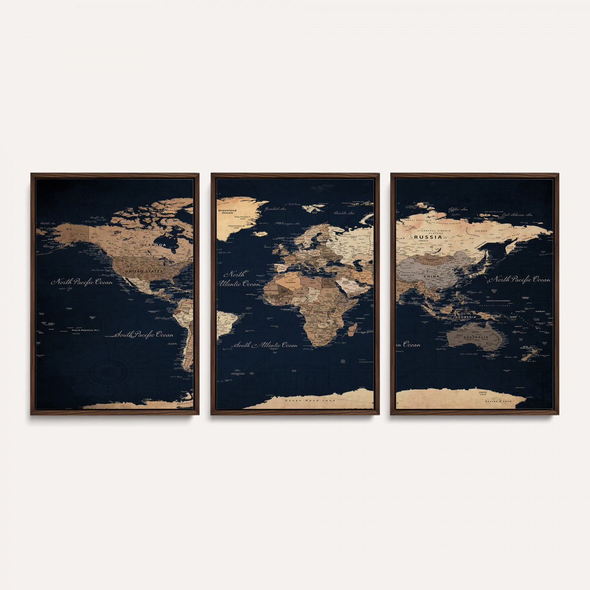 53971530-MGV-CV-36X24 - World Map Wall Art Canvas Print, Modern Decorative Framed Map Artwork Prints for Living Room, Office, Bedroom Wall Decor