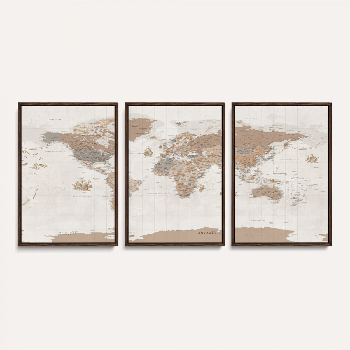 85057279-MGV-CV-36X24 - Framed Large World Map Canvas Print for Office Decor
