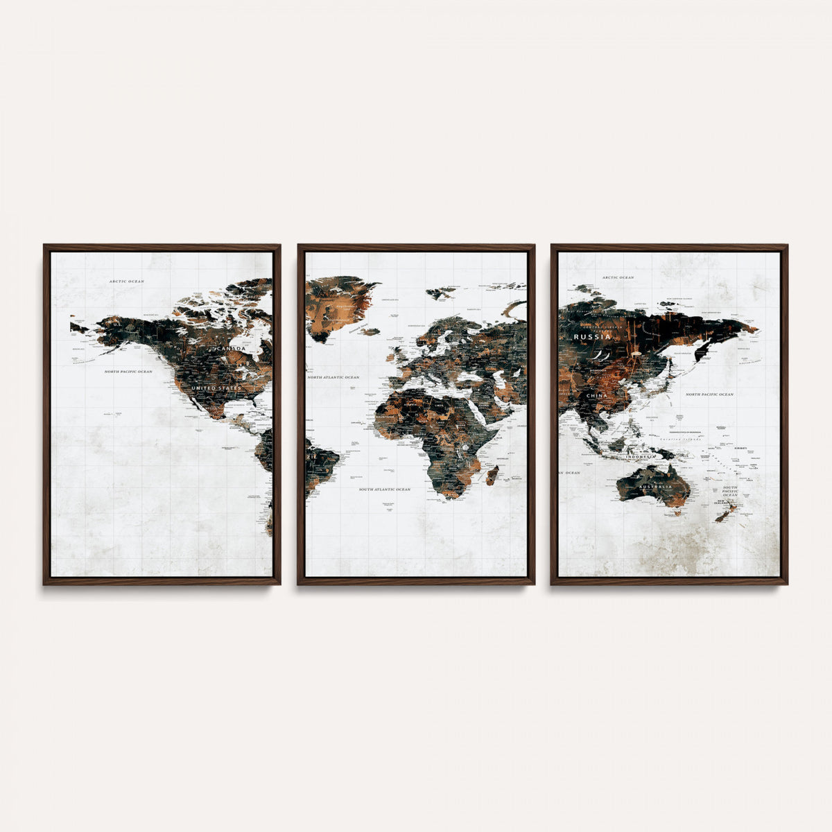 60008766-MGV-CV-36X24 - Large World Map Canvas Print – Framed Travel Map Wall Art
