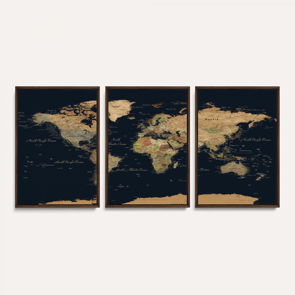 94449133-MGV-CV-36X24 - Vintage World Map Canvas on the Dark Background Wall Art