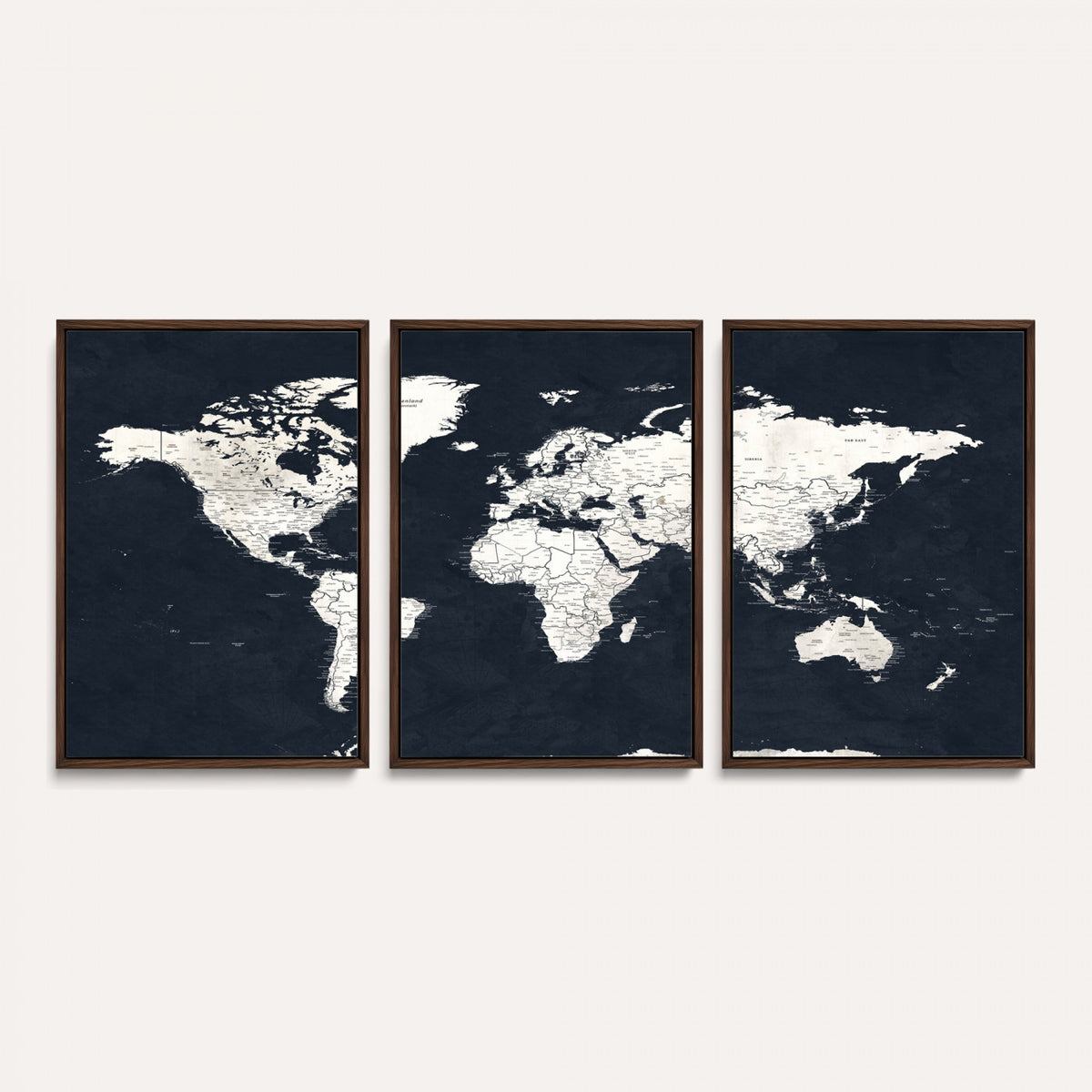 11963807-MGV-CV-36X24 - Black World Map Wall Art Canvas Print for Home Office and Meeting Room Decor
