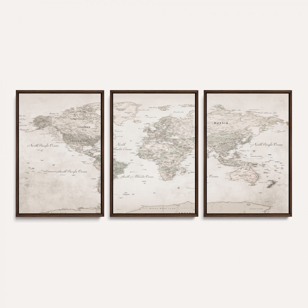 90355419-MGV-CV-36X24 - Antique Style World Map Canvas Print | Vintage Detailed World Map Art for Travel Lovers
